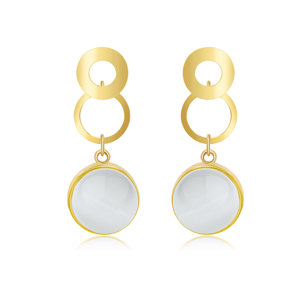 White Cat's Eye Danging Earrings